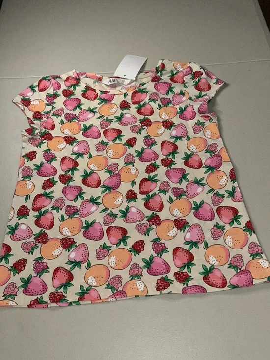 H&M Girls Fruit Pattern Tee - Pink, Peach & Red - Picture 2 of 5